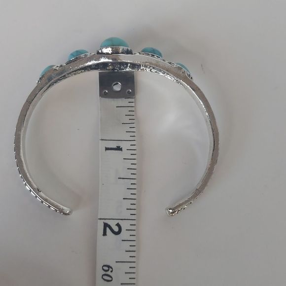 Dainty Turquoise Waterdrop Boho Cuff Bracelet - Picture 6 of 7